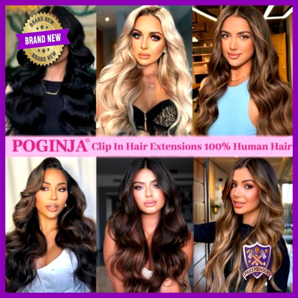 Real Human Hair Clip-In Extensions 20 Inch Straight Seamless 8pc Double Weft - Picture 6 of 6